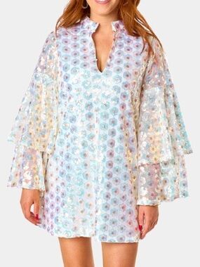 Buddy Love White Sequin Rose Gold Floral Dress